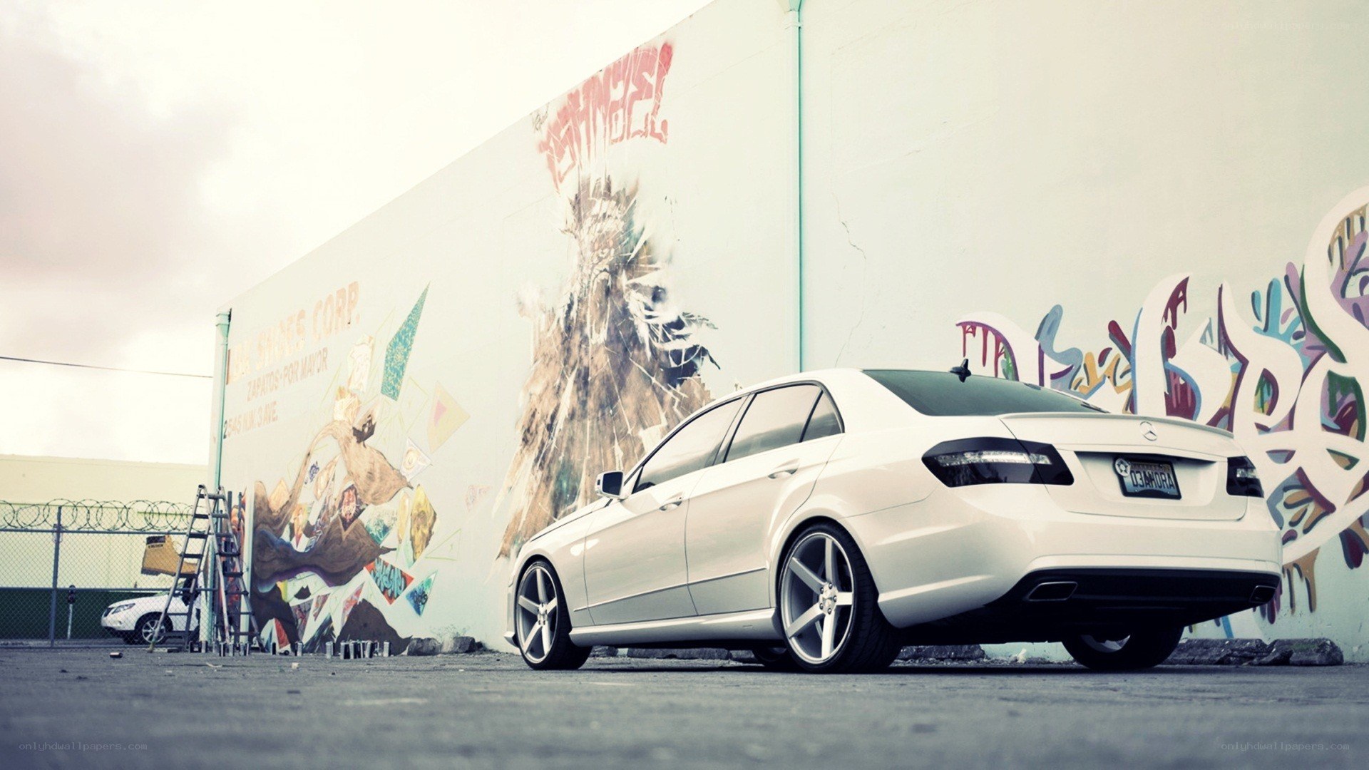 White car with graffiti art