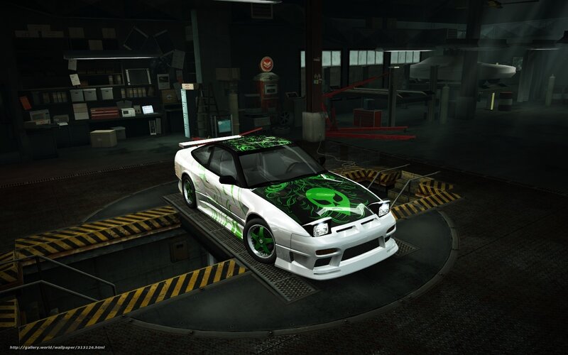 white car with green alien design