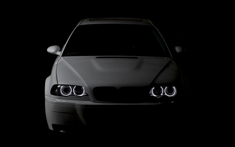 White Car with Headlights