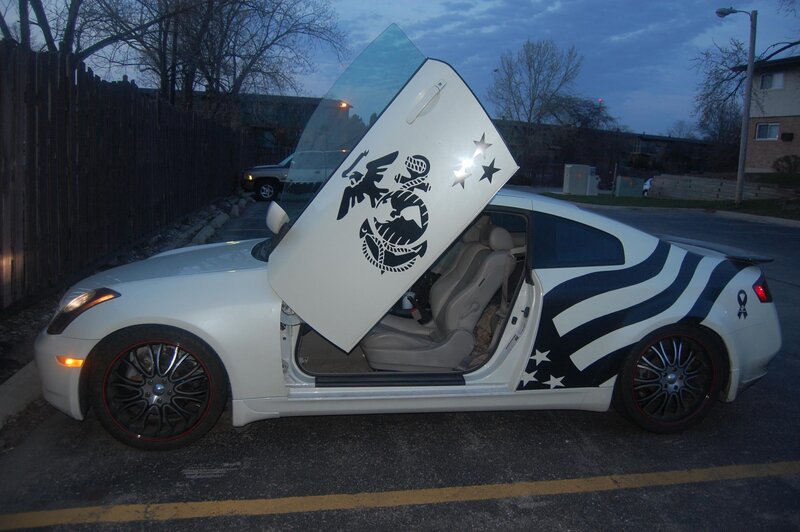 White Car with Military Decals