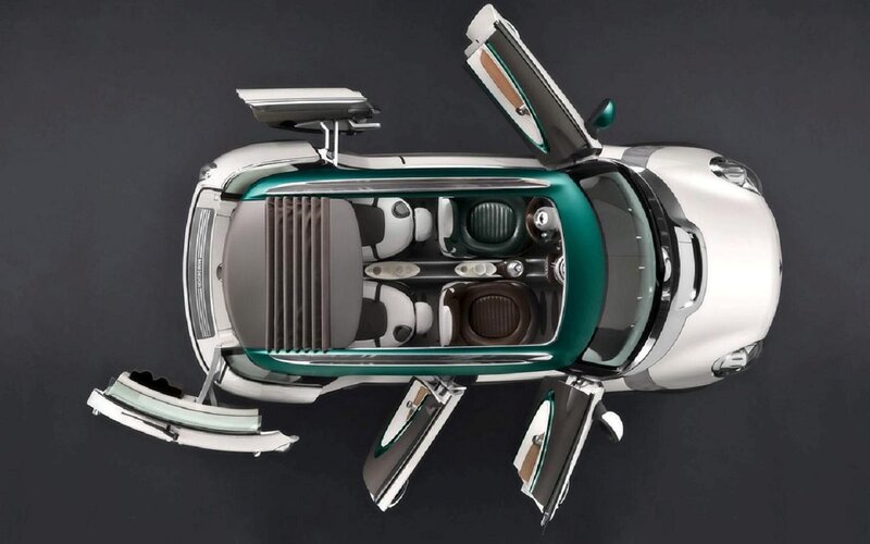 White Car with Open Doors — Modern, 3d Render, Seats