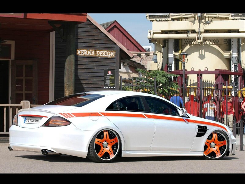 white car with orange accents