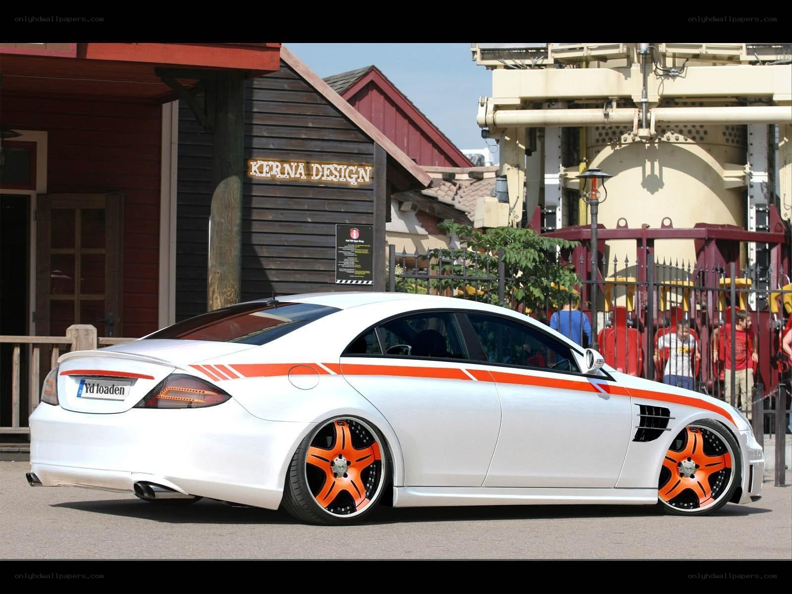 white car with orange accents