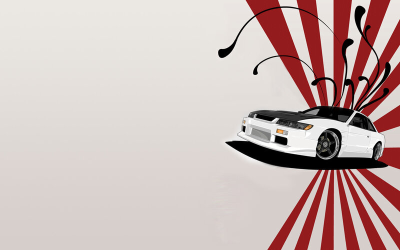white car with red background