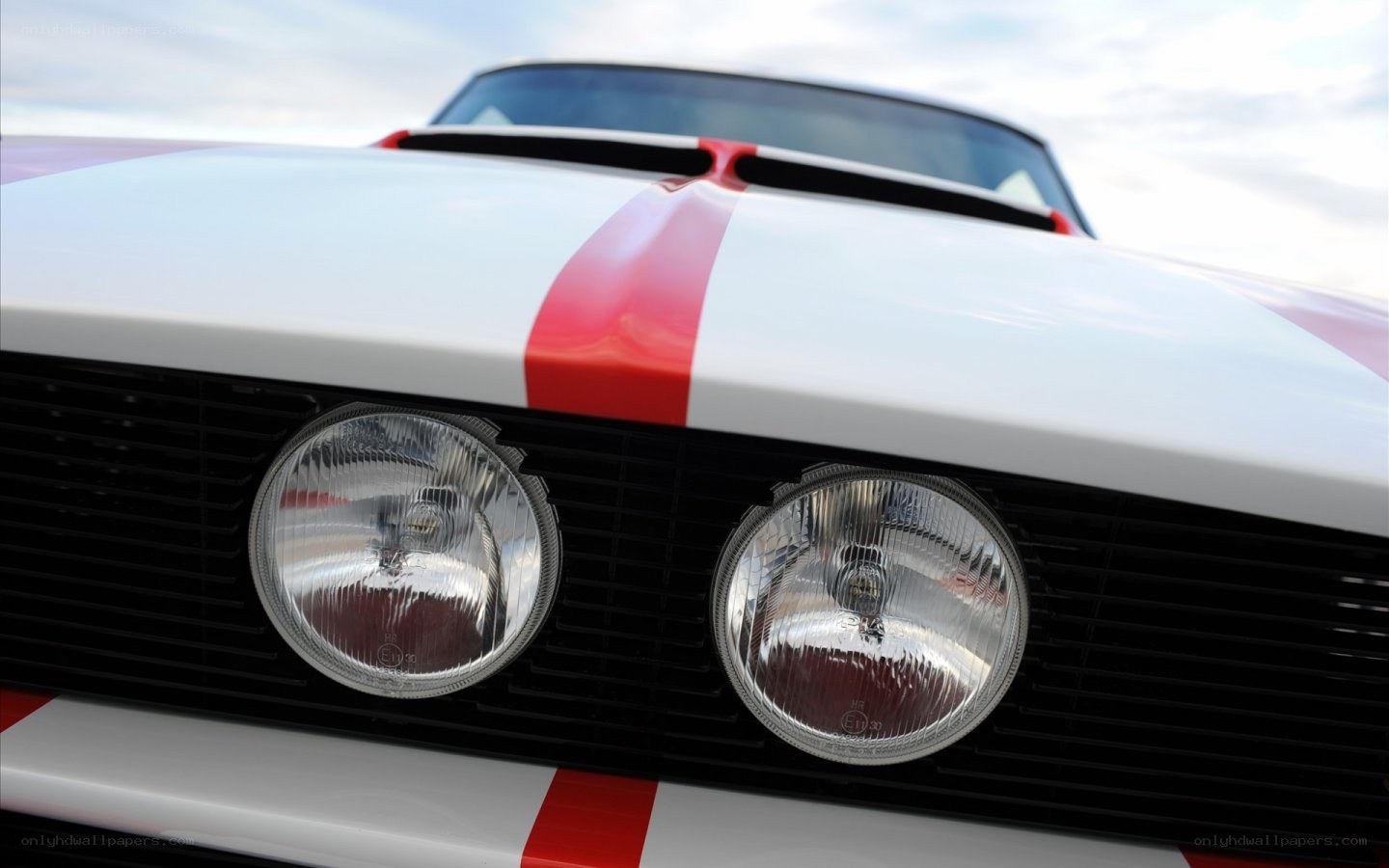 white car with red stripes