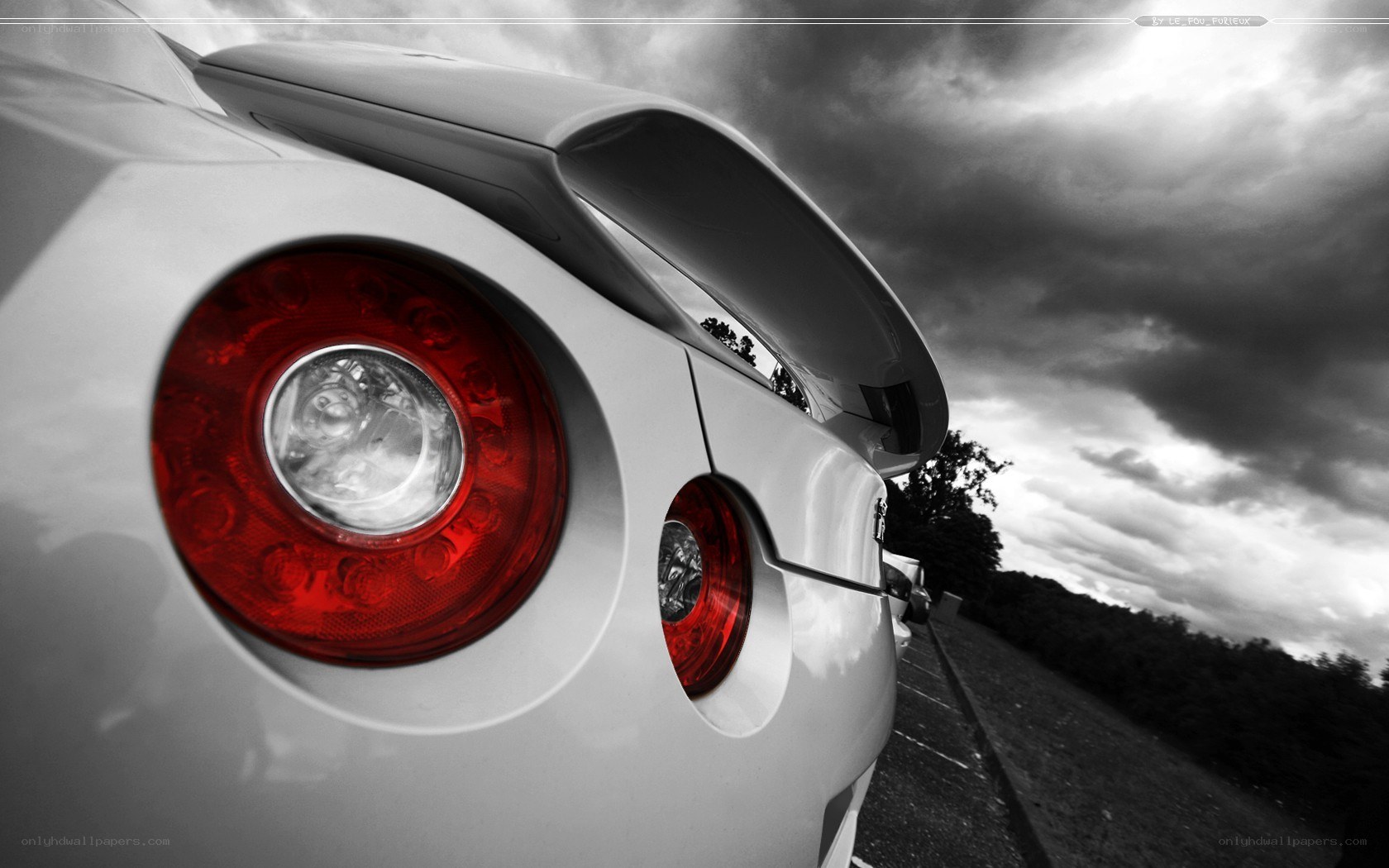 white car with red taillights