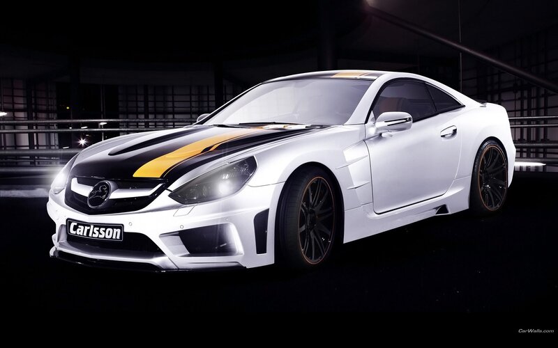 white car with yellow stripes