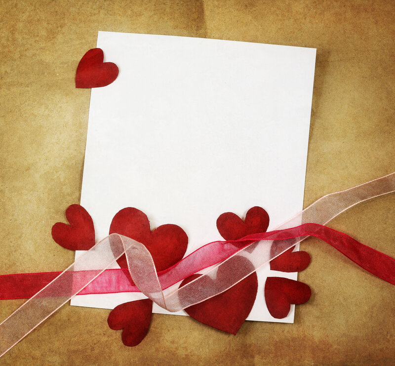 White Card with Red Hearts