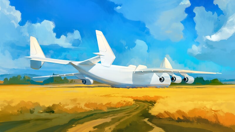 White Cargo Plane — Blue