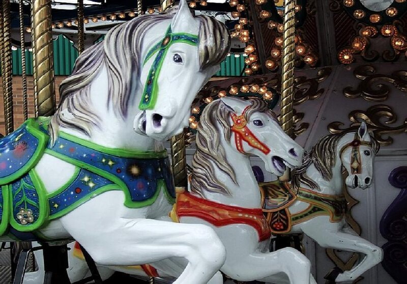 White Carousel Horses — Festive