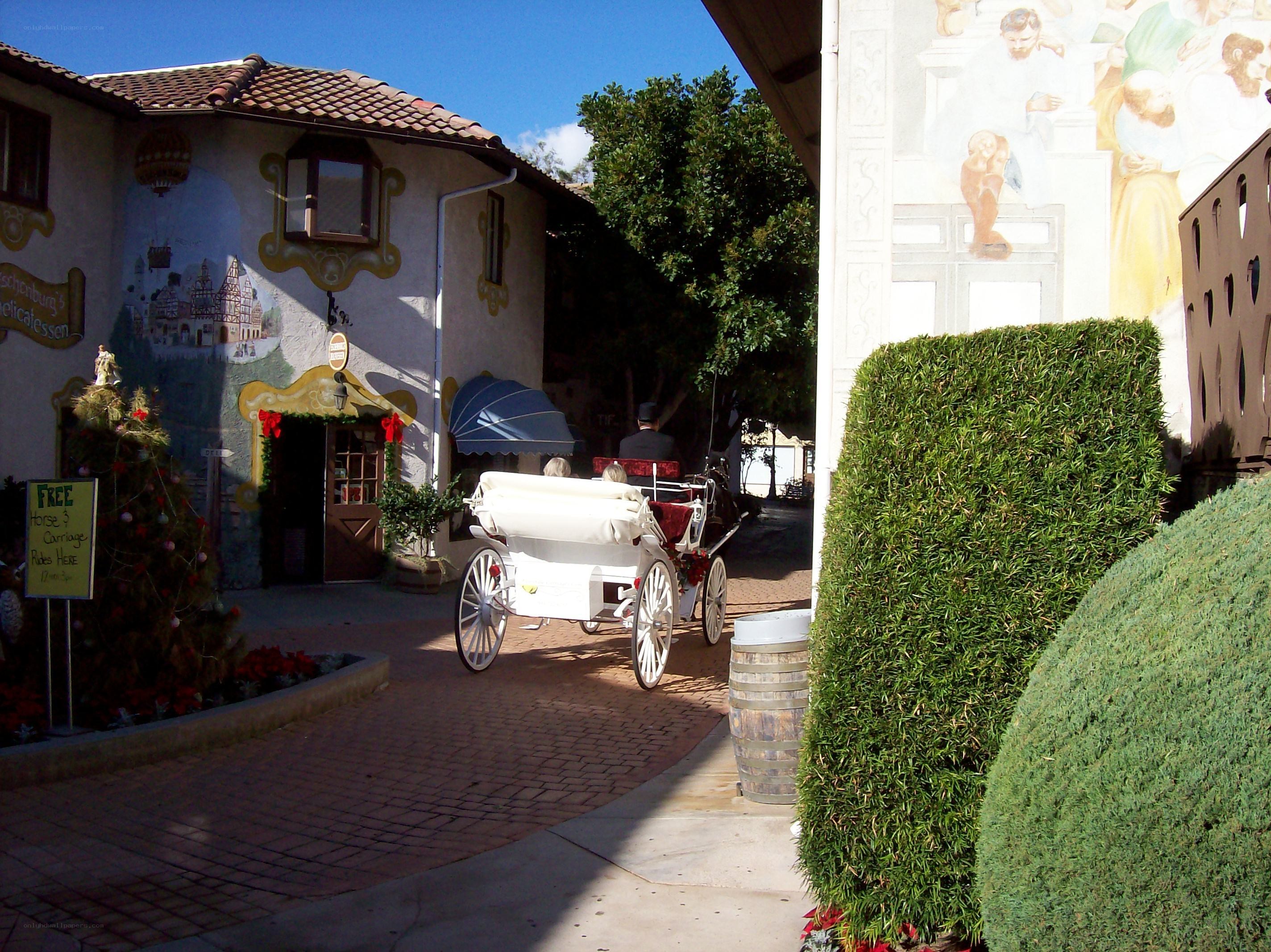 White carriage at a themed attraction