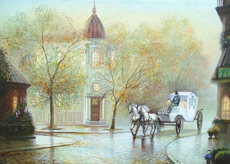 White Carriage with Horses