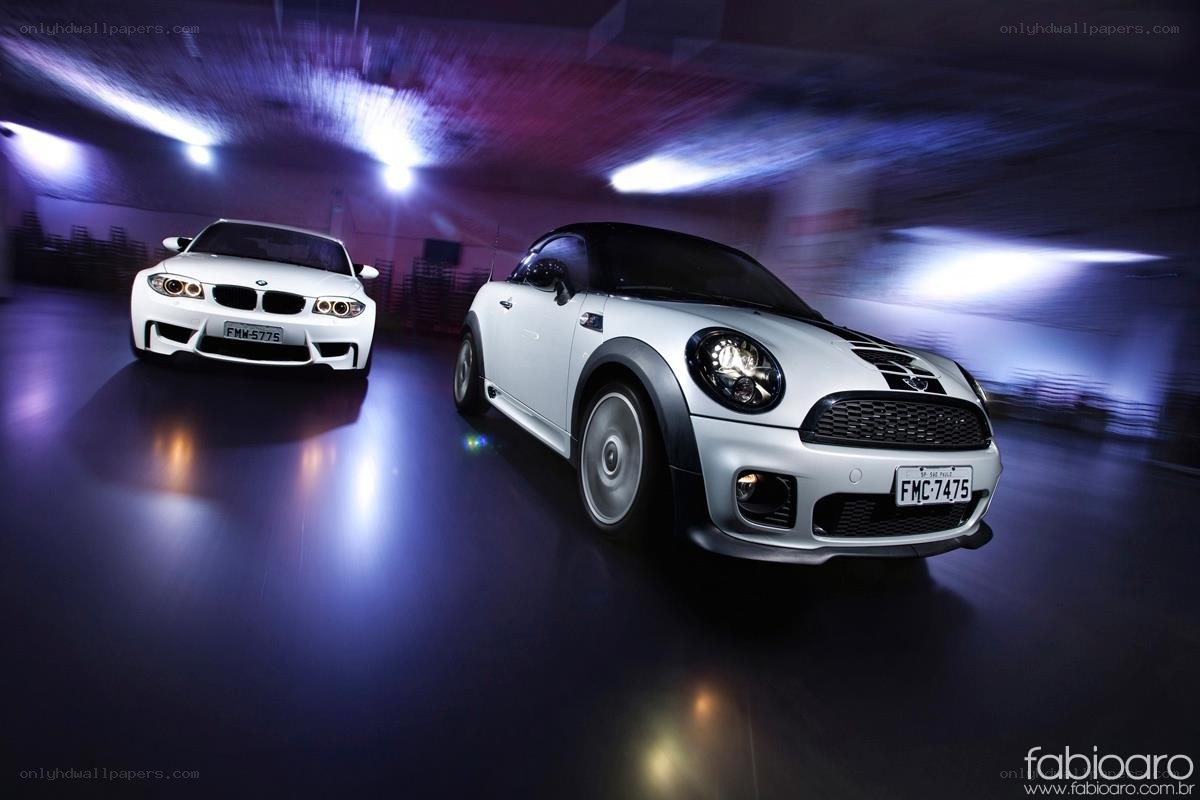 White cars in motion