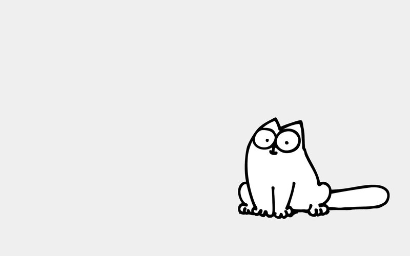 White Cartoon Cat — Black, Neutral