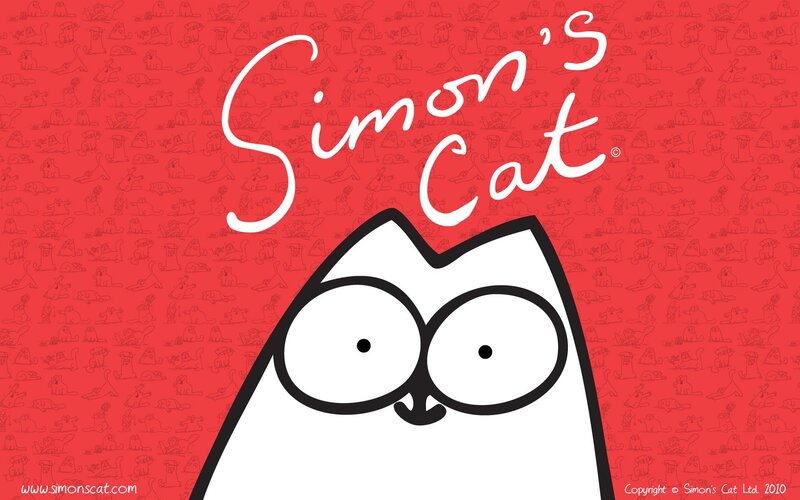 White Cartoon Cat — Red, Playful, Illustration