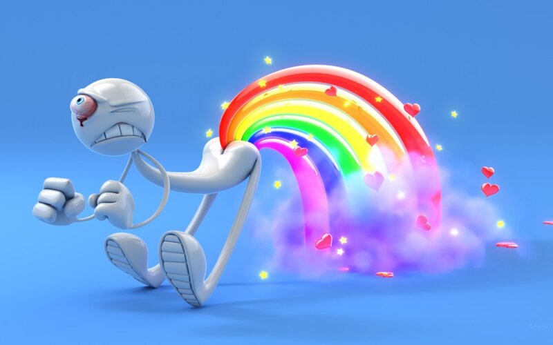 White Cartoon Character — Blue, Playful