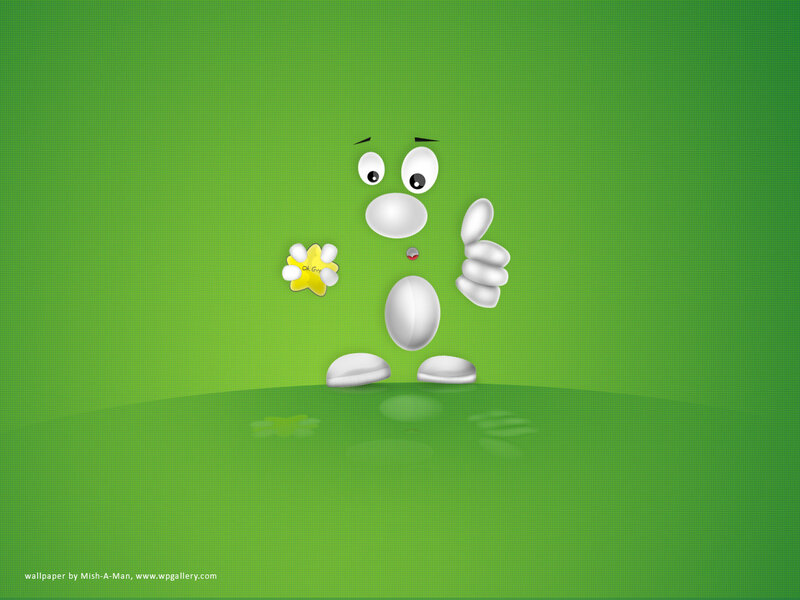 White Cartoon Character — Green