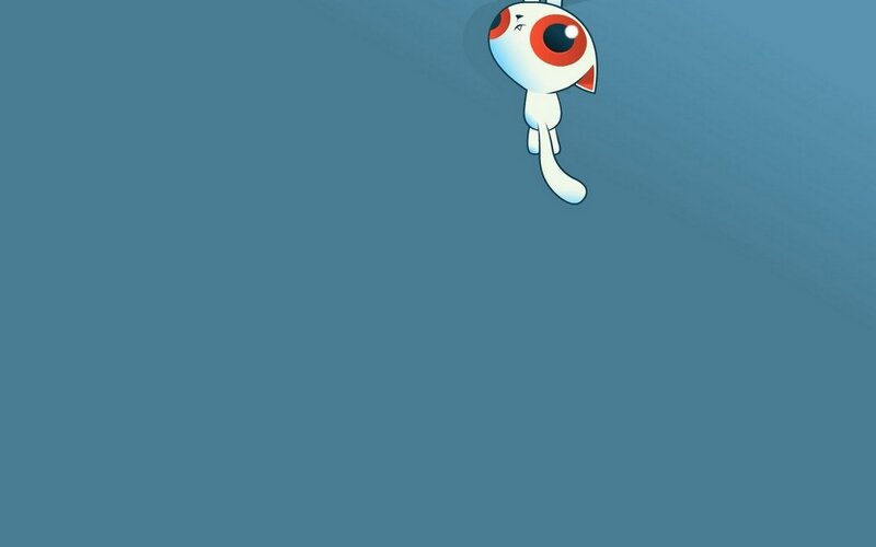 White Cartoon Creature — Blue, Calm, Anime