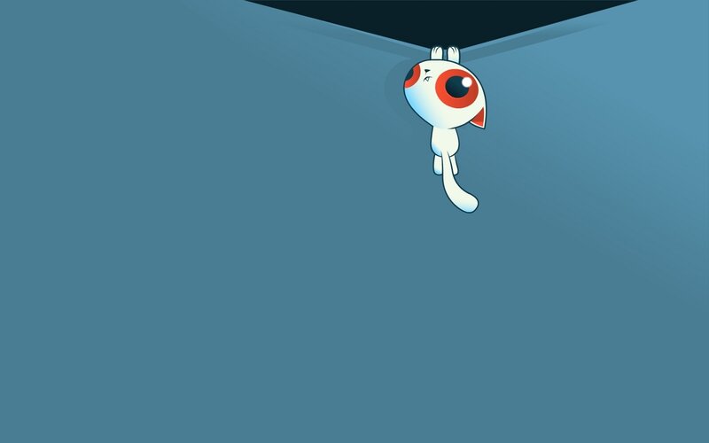 White Cartoon Creature — Blue, Calm, Digital Art, Ceiling, Red