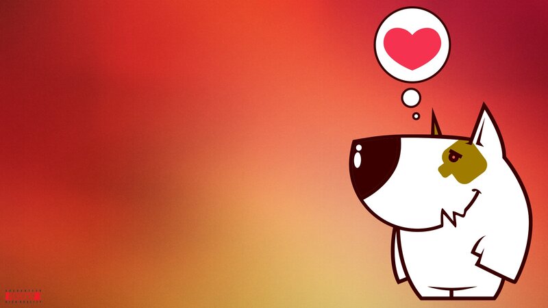 White Cartoon Dog — Red