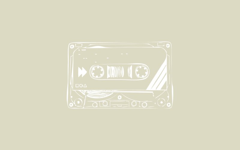 white cassette tape drawing