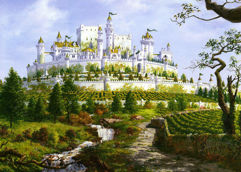 White Castle on Hill — Green, Serene, Afternoon