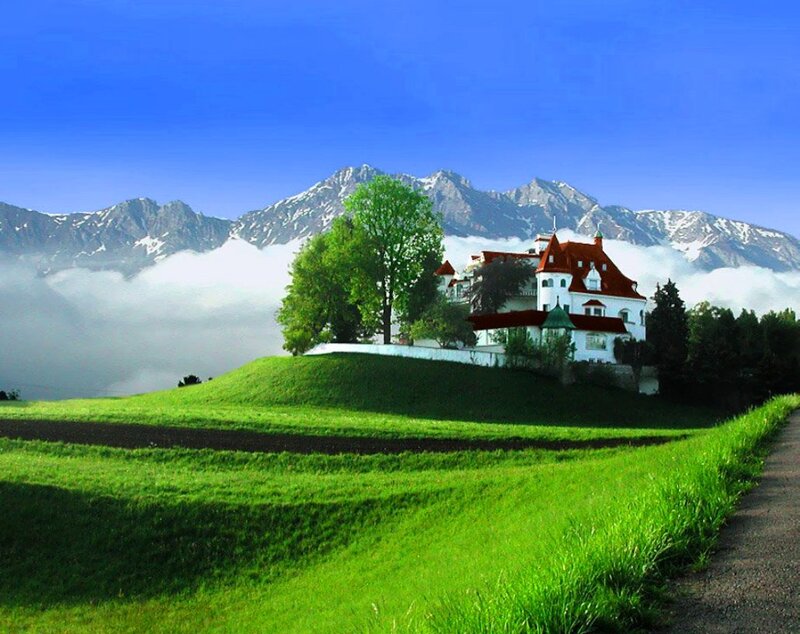 White Castle on Hill — Green, Serene
