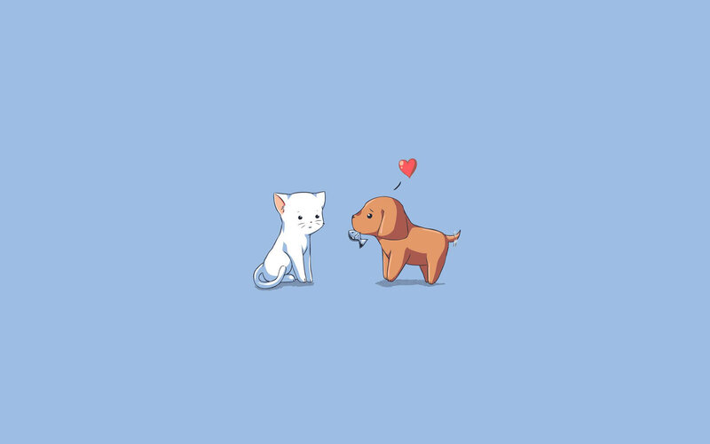 White Cat and Brown Dog — Blue