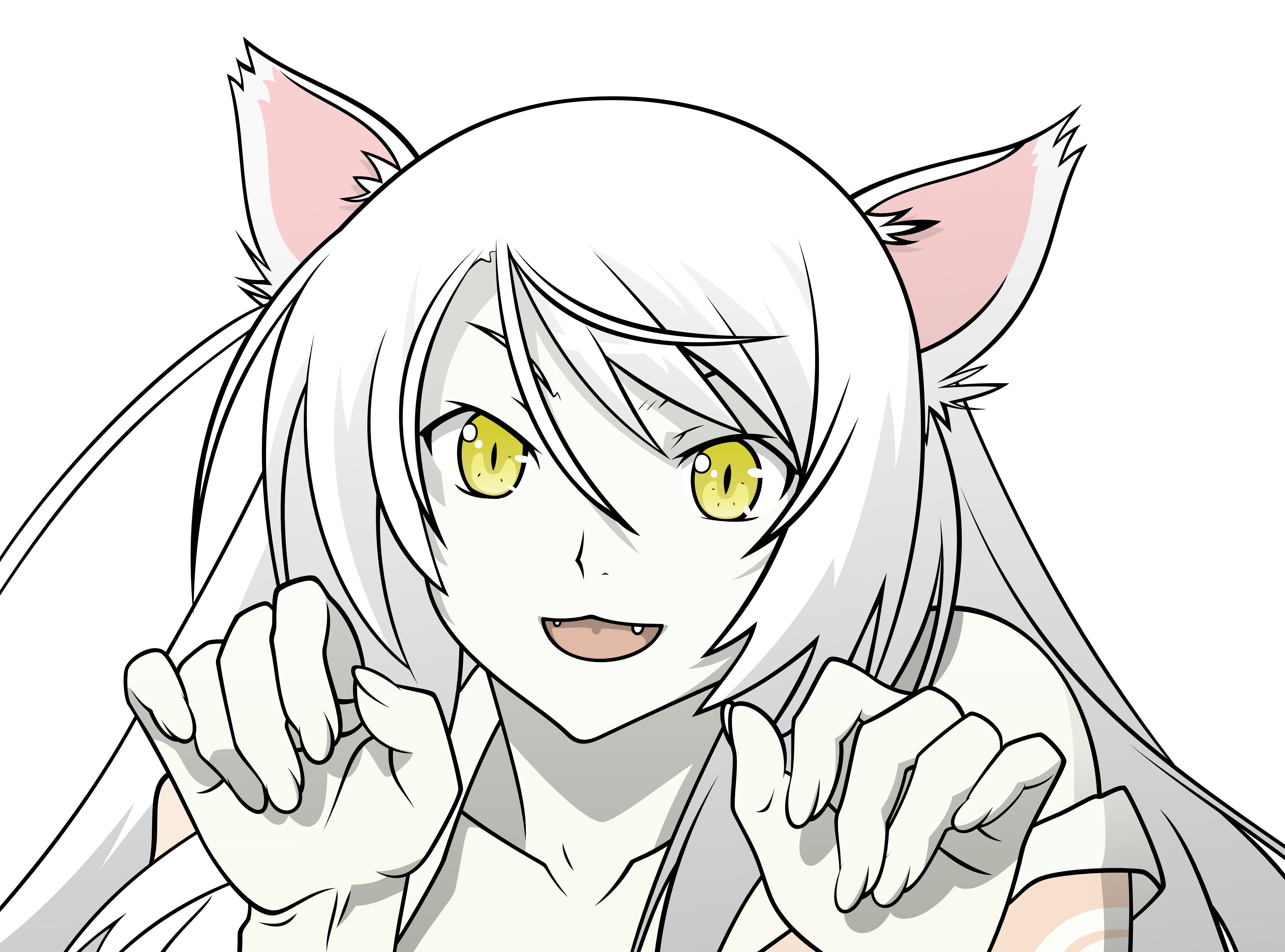 white cat-eared anime character