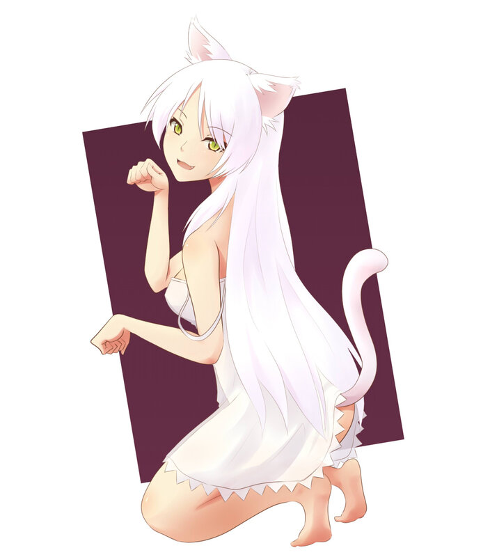 white cat girl character
