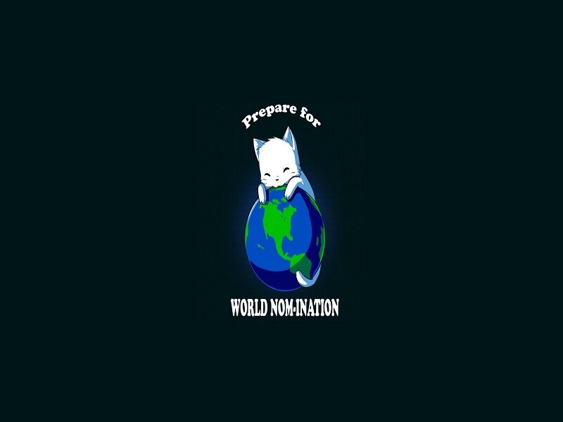 White Cat Hugging Globe