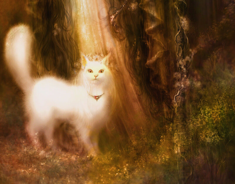 White Cat in Forest