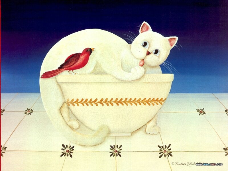 White Cat in Teacup