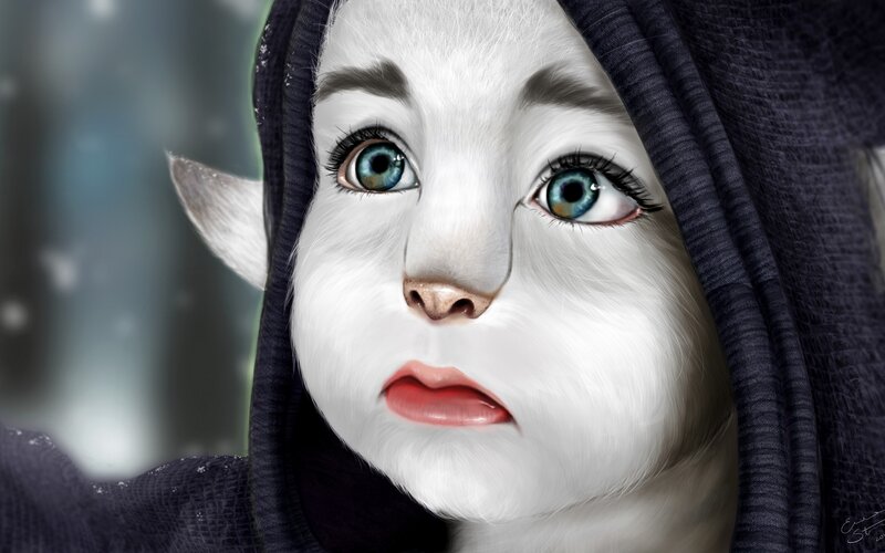 White Cat-like Creature — Dramatic