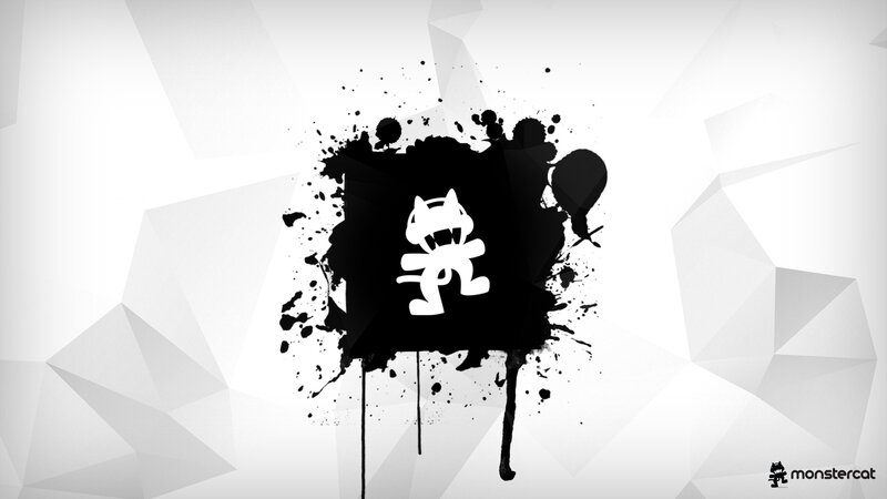 White Cat Logo on Black Splatter