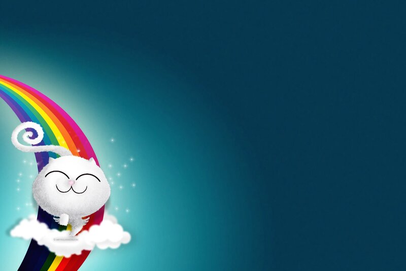 White Cat on Rainbow
