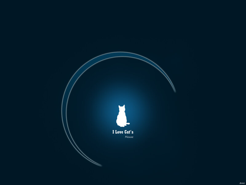 White Cat Silhouette — Blue