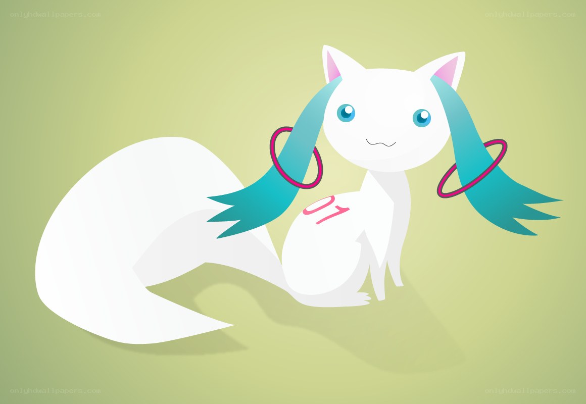 white cat with blue hair
