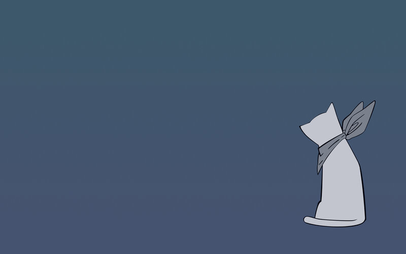 White Cat with Bow — Gray