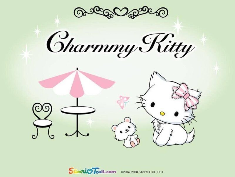 White Cat with Bow — Green