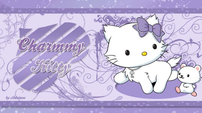 White Cat with Bow — Purple