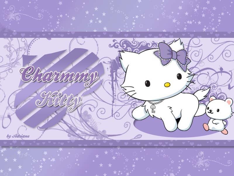 White Cat with Bow — Purple, Whimsical
