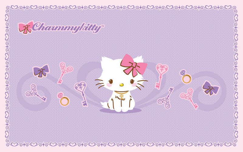 White Cat with Pink Bow — Purple