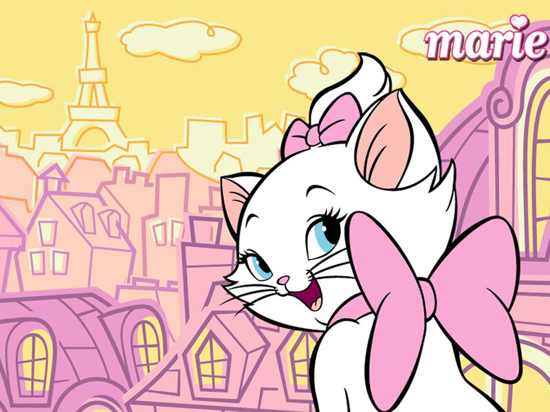 White Cat with Pink Bow — Yellow