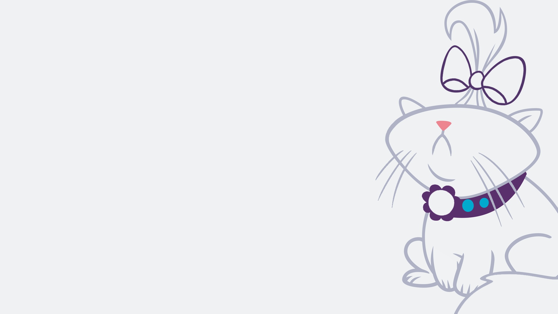 white cat with purple bow