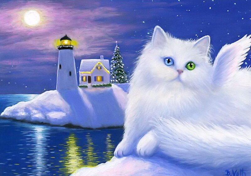 White Cat with Wings