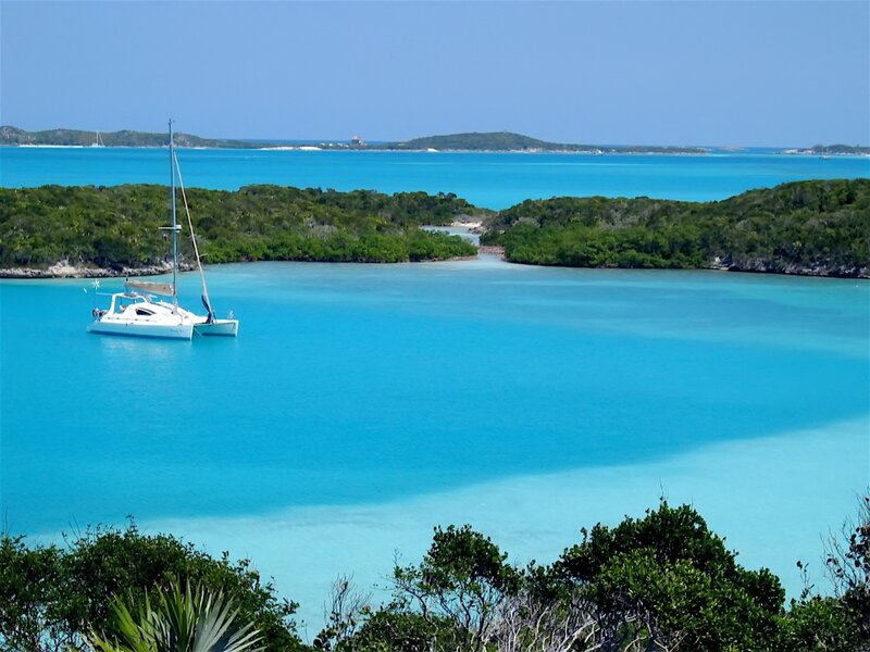 White Catamaran in Bay