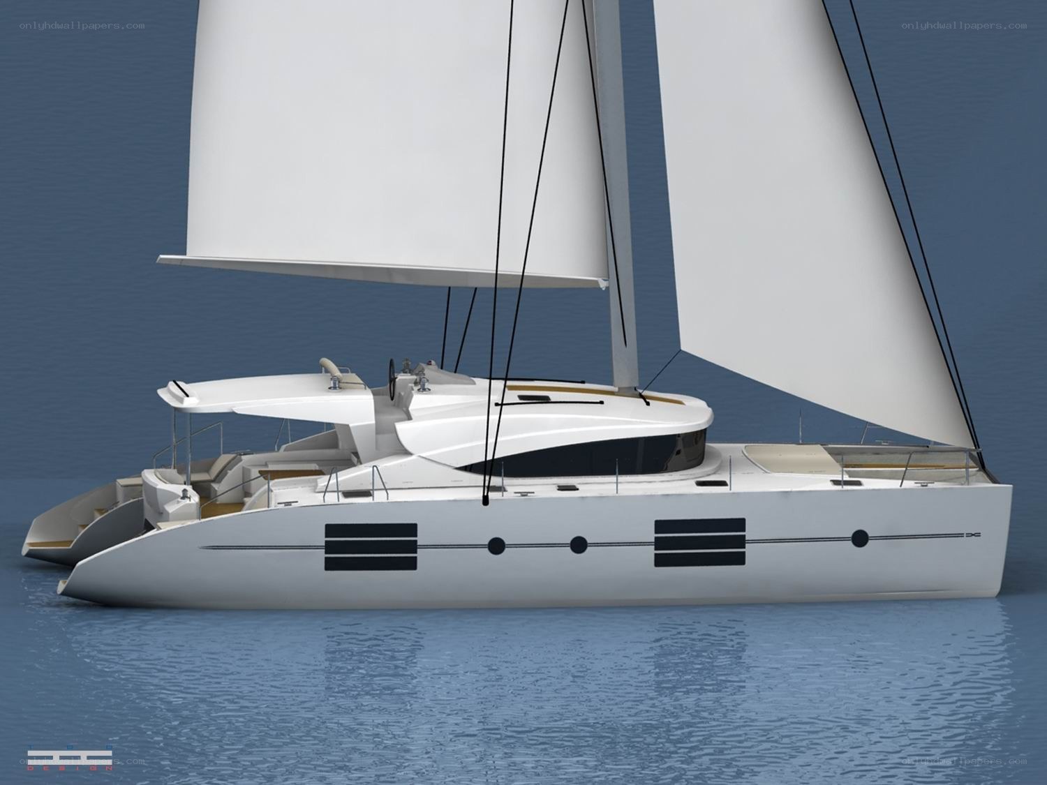 white catamaran sailboat