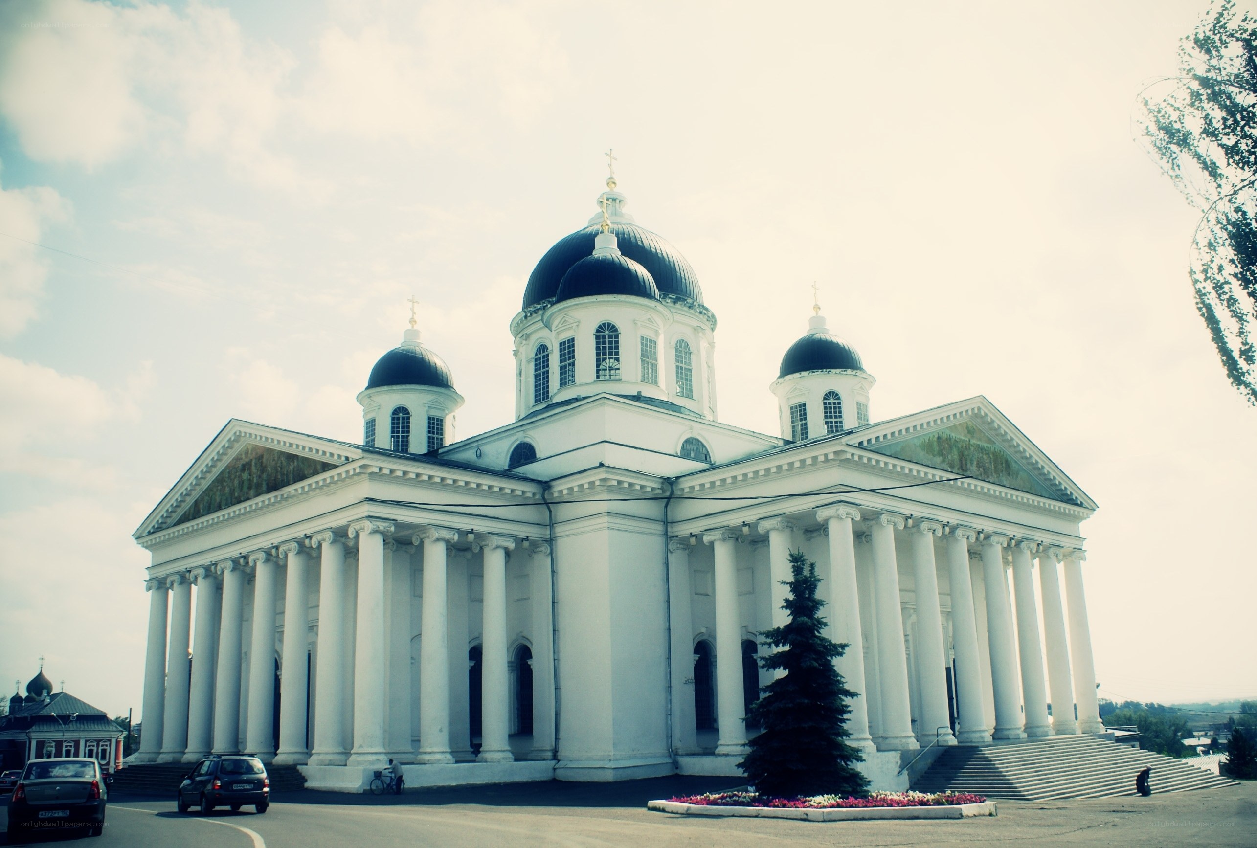 White cathedral with domes