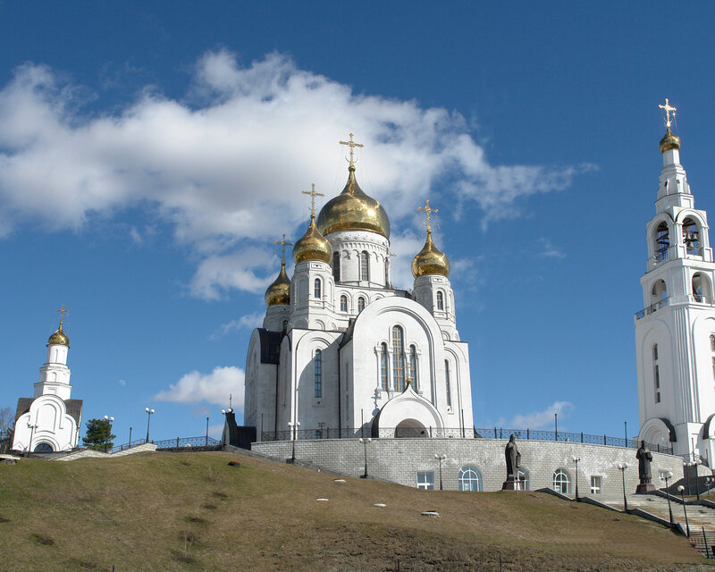 White Cathedral with Golden Domes